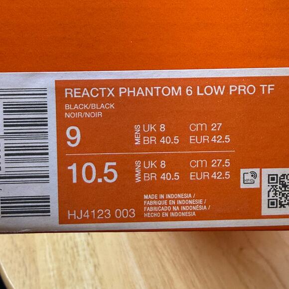 Nike ReactX Phantom 6 Low Pro TF Mens Turf Black HJ4123-003 Size 9 US main image 10